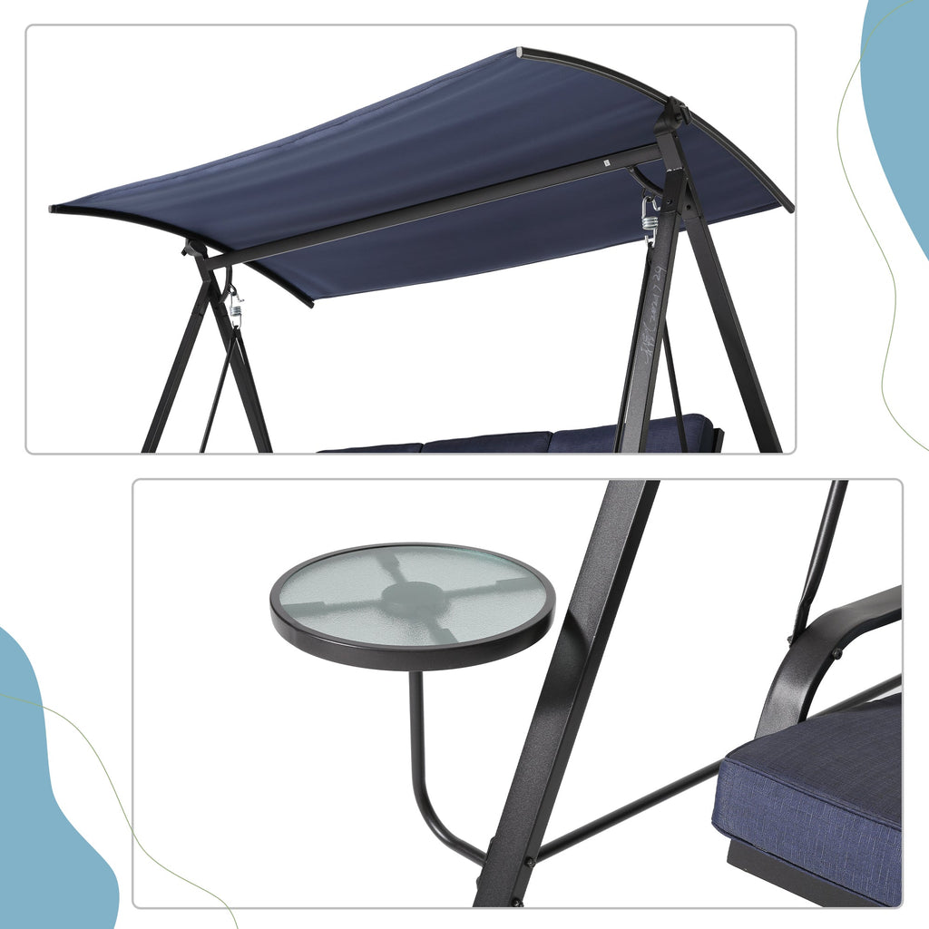 Blue Steel 3-seater Porch Swing with Canopy E414652