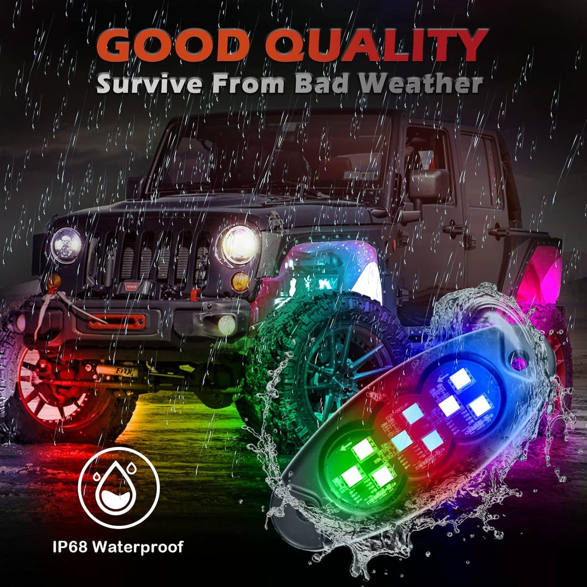 10 Pods RGB Rock Lights for Trucks, Multicolor Chasing Neon Underglow Lights Kits with APP/Remote Control & Music Mode, Waterproof IP68 Pack of 2 F773138