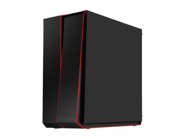 Black Computer Case with Tempered-Glass Side Panel W4369