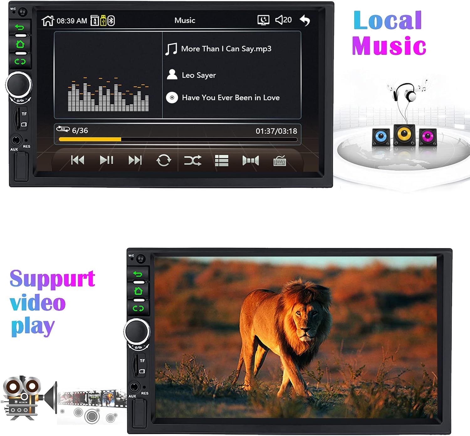 7 Inch Double Din Car Stereo with Bluetooth E17430
