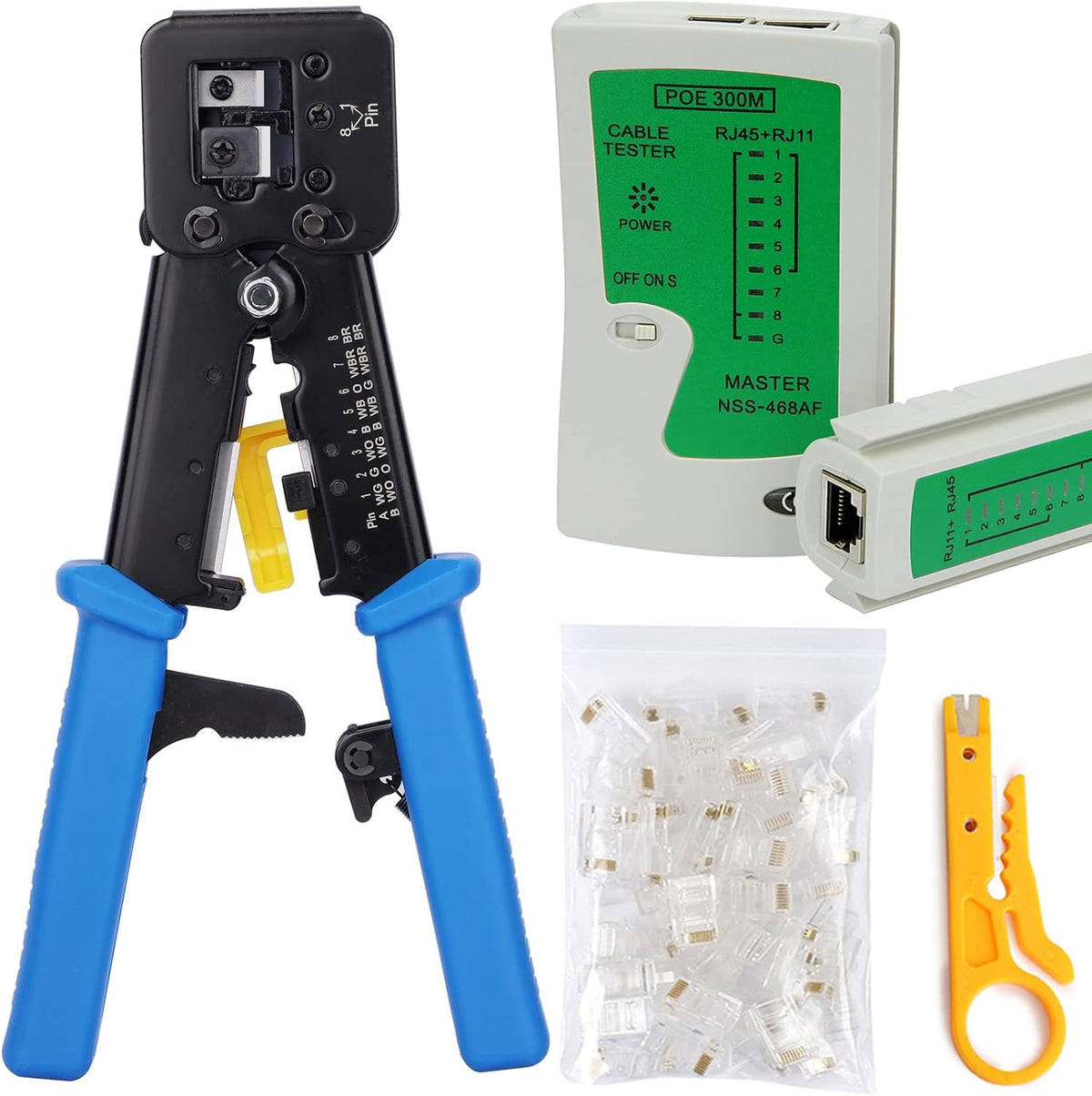 RJ45 Crimp Tool Kit with 50PCS Connectors T881
