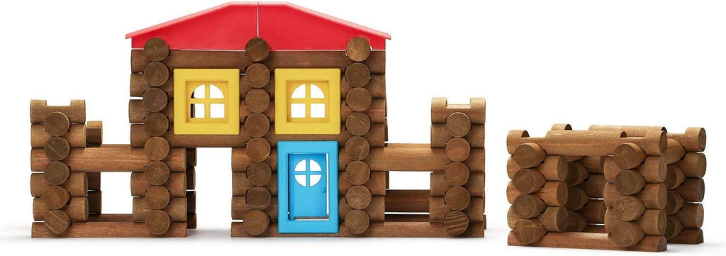 450 PCS Wooden Log Cabin Building House Toy with Colorful Wood Logs Blocks O576