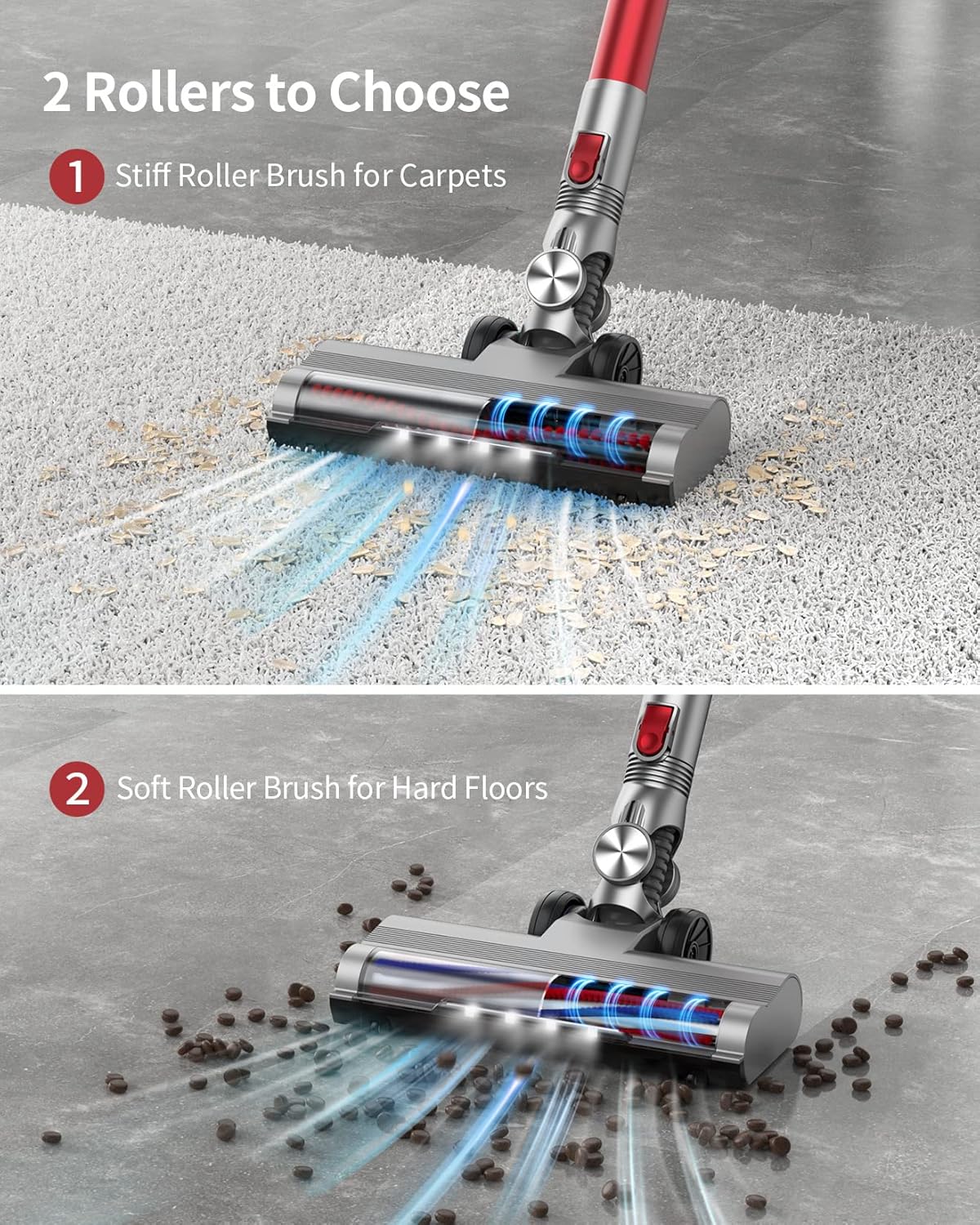 Cordless Stick Vacuum Cleaner with 380W 30KPa, 35min Runtime, Detachable Battery Z8529