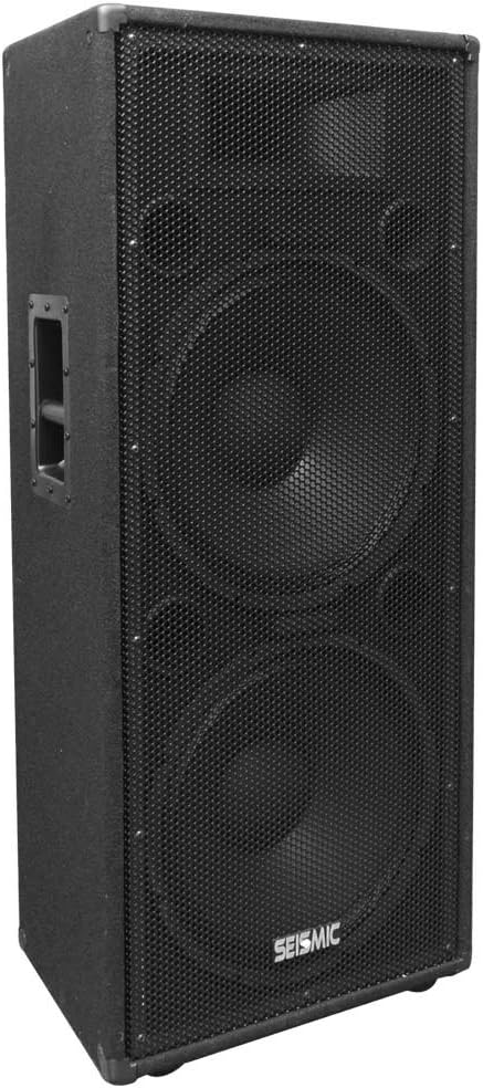 Pair of Dual 15 PA/DJ Speaker Cabinets with Titanium Horns, Wheel Kits and Rear Handles, 800 Watts RMS per Cabinet G466910