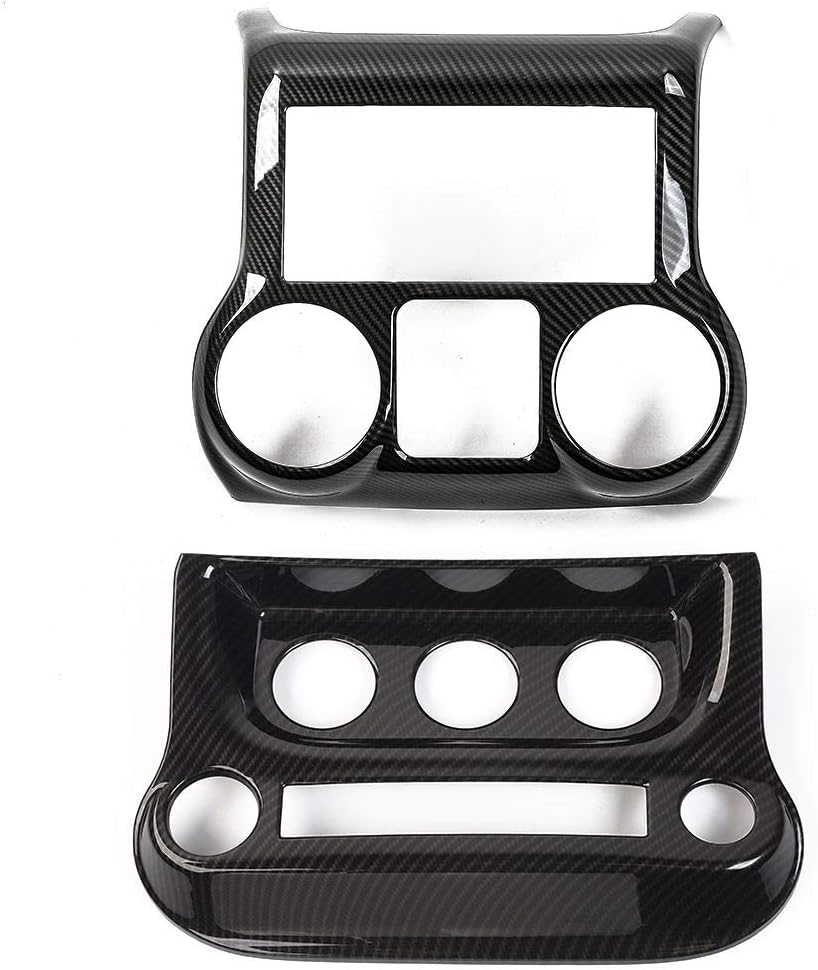 Carbon Fiber Car Interior Center Console Dashboard Panel Frame Cover Trims for Jeep Wrangler 2011-2017, Pack of 2 H3622
