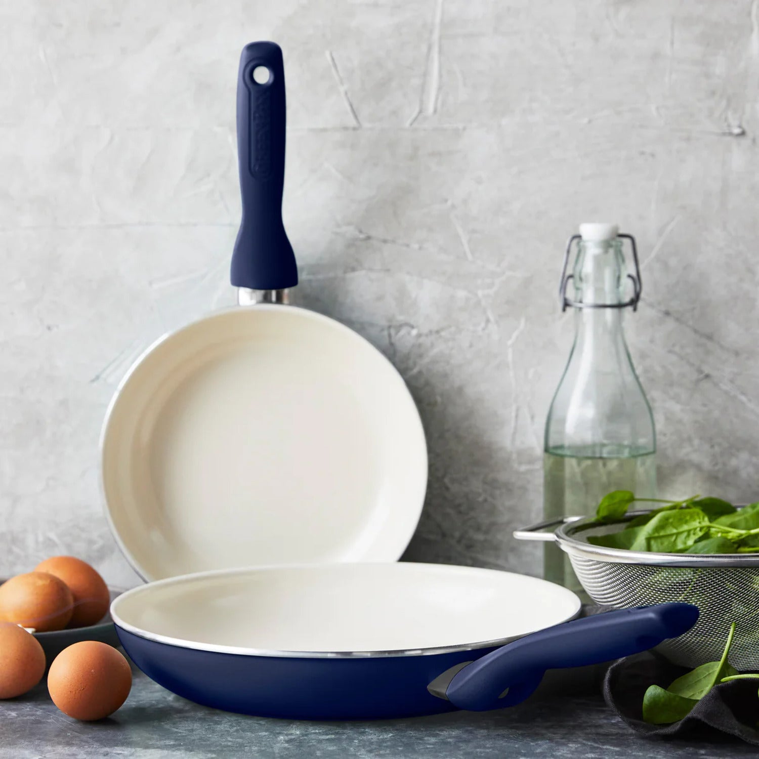 Navy Ceramic Nonstick 7", 9.5" and 11" Frypan Set V9781