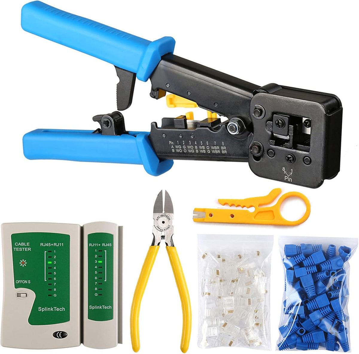 RJ45 Crimp Tool Kit with 50PCS Connectors T881