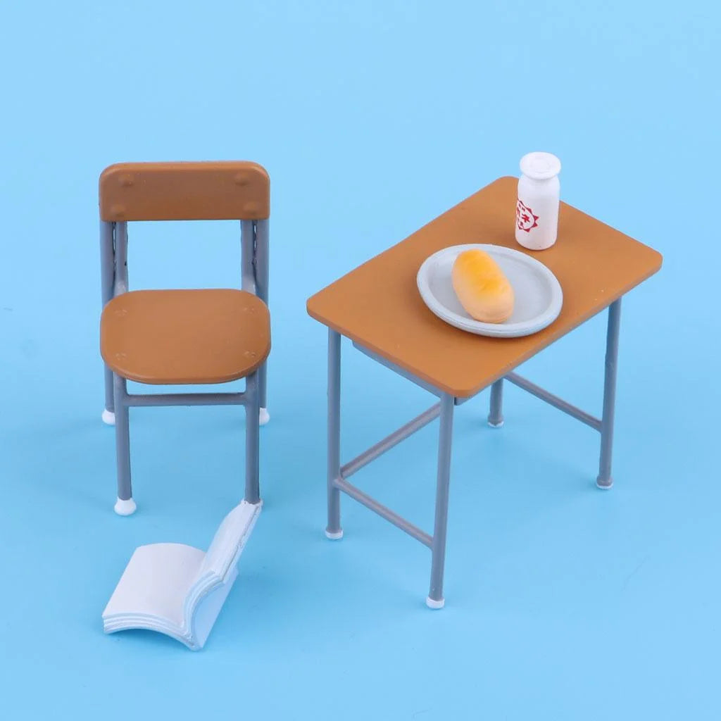 6 Pcs Metal Dollhouse Desk Chair Set W8911