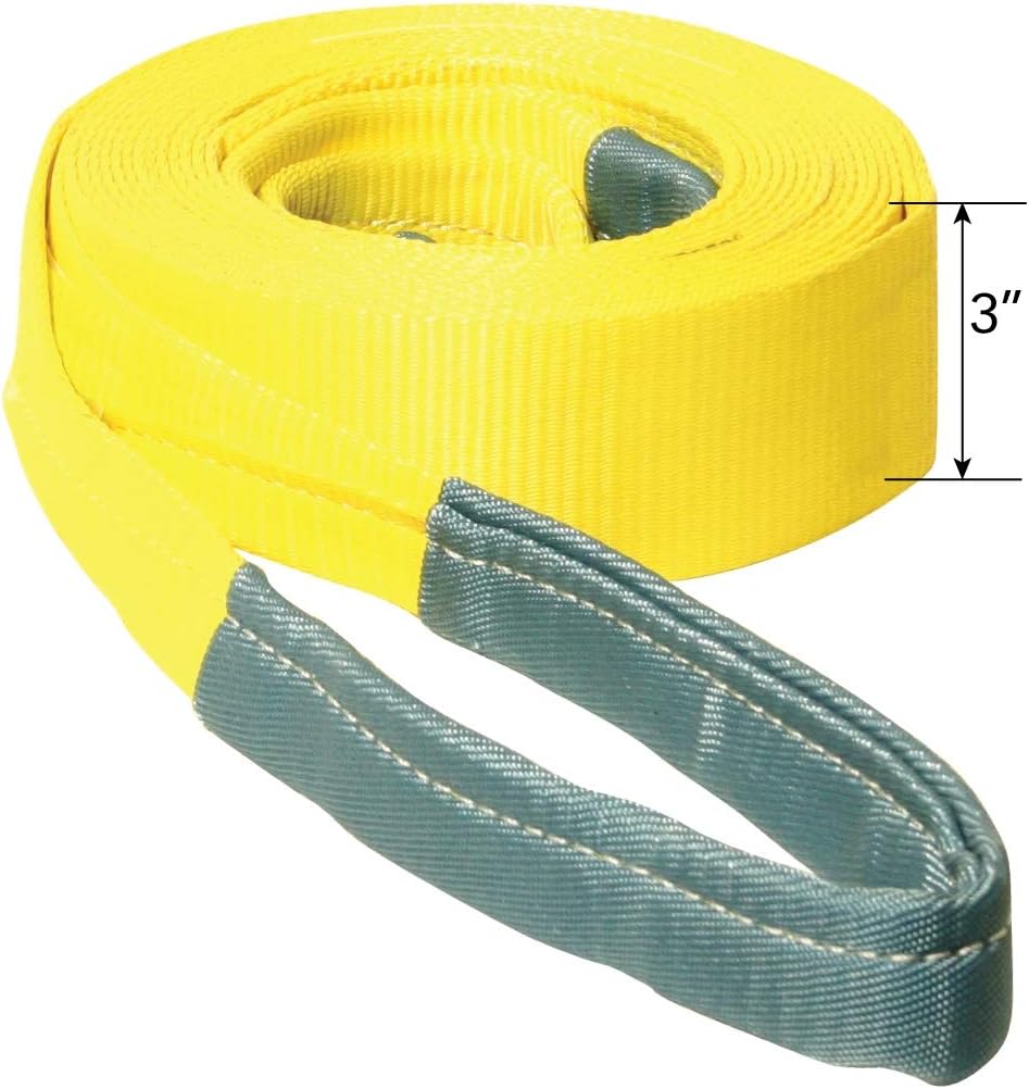 Tow Strap with Reinforced Eyes, 3 Inch x 20 Foot, 7,500 Pound Towing Capacity, Pack of 2 O8498