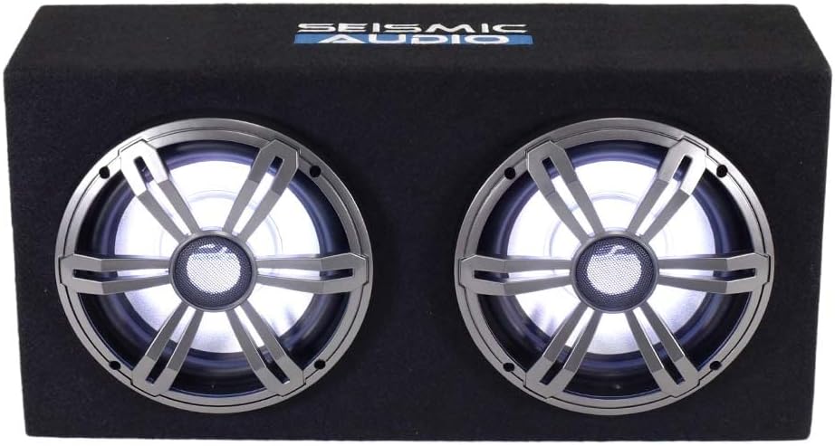 Dual 8 Inch 800 Watt Car Audio Subwoofer Enclosure with RGB Illumination H67813