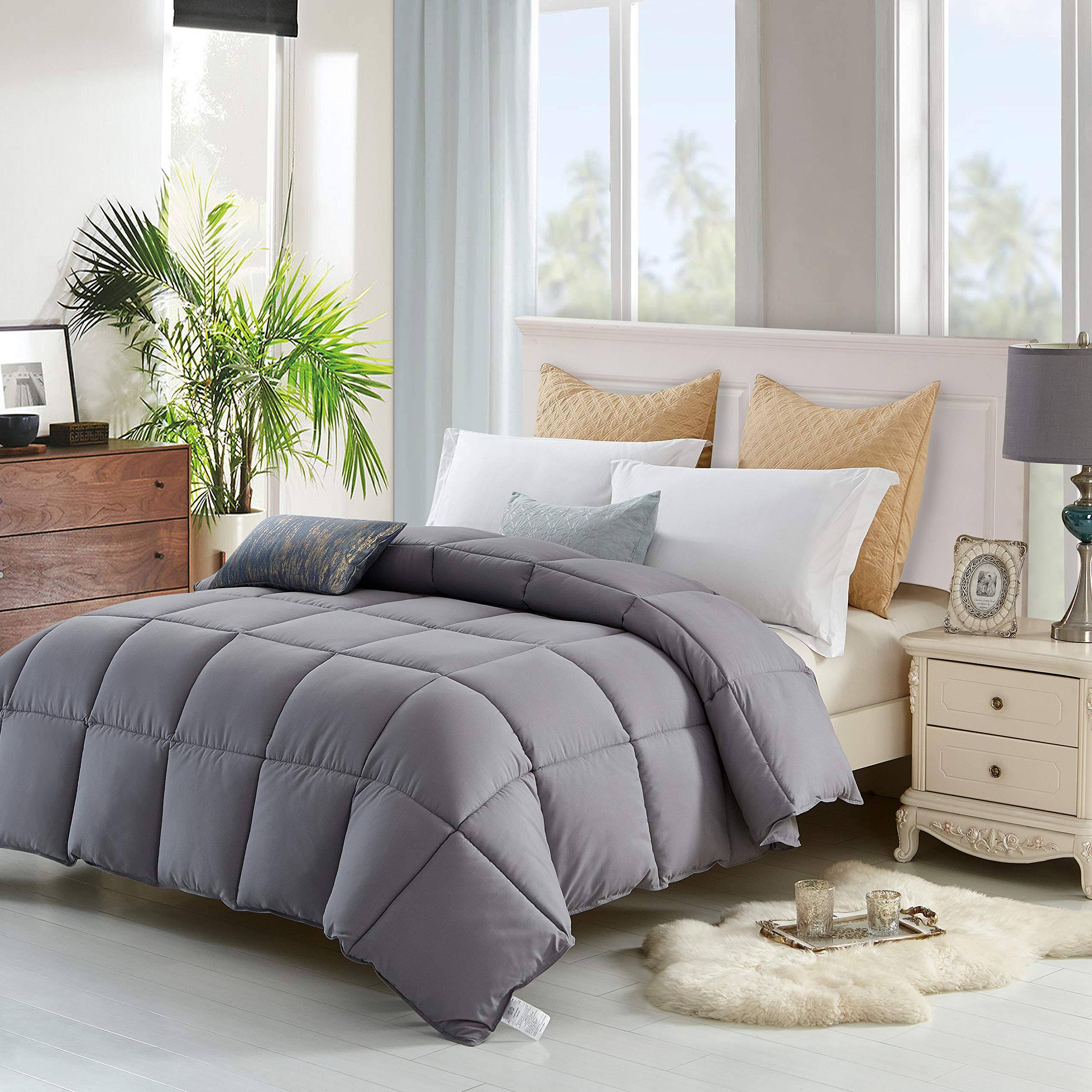 Queen Grey Down Alternative Comforter Duvet Insert with Tabs L573