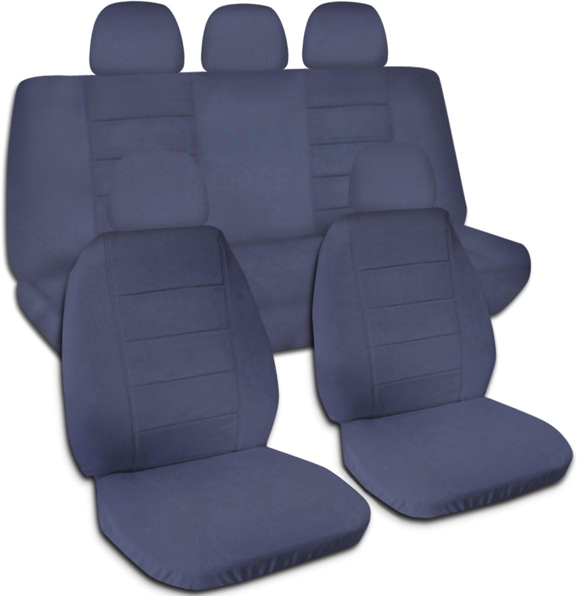 Charcoal Solid Color Car Seat Covers with 5 Headrest Covers D210