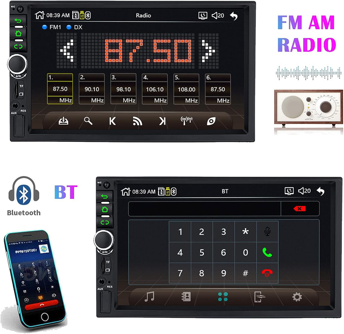 7 Inch Double Din Car Stereo with Bluetooth E17430