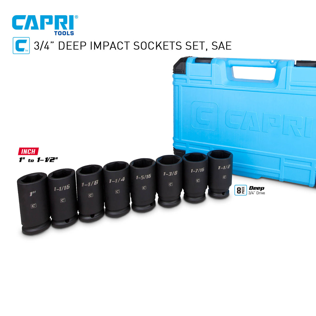 3/4 in. Drive SAE Deep Impact Socket Set (8-Piece) U16429