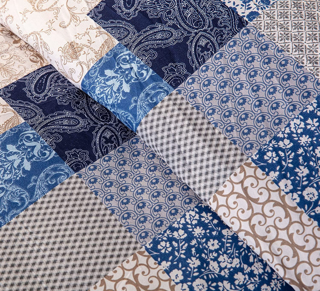Navy Blue 3-Piece Printed Comforter Set Z9435