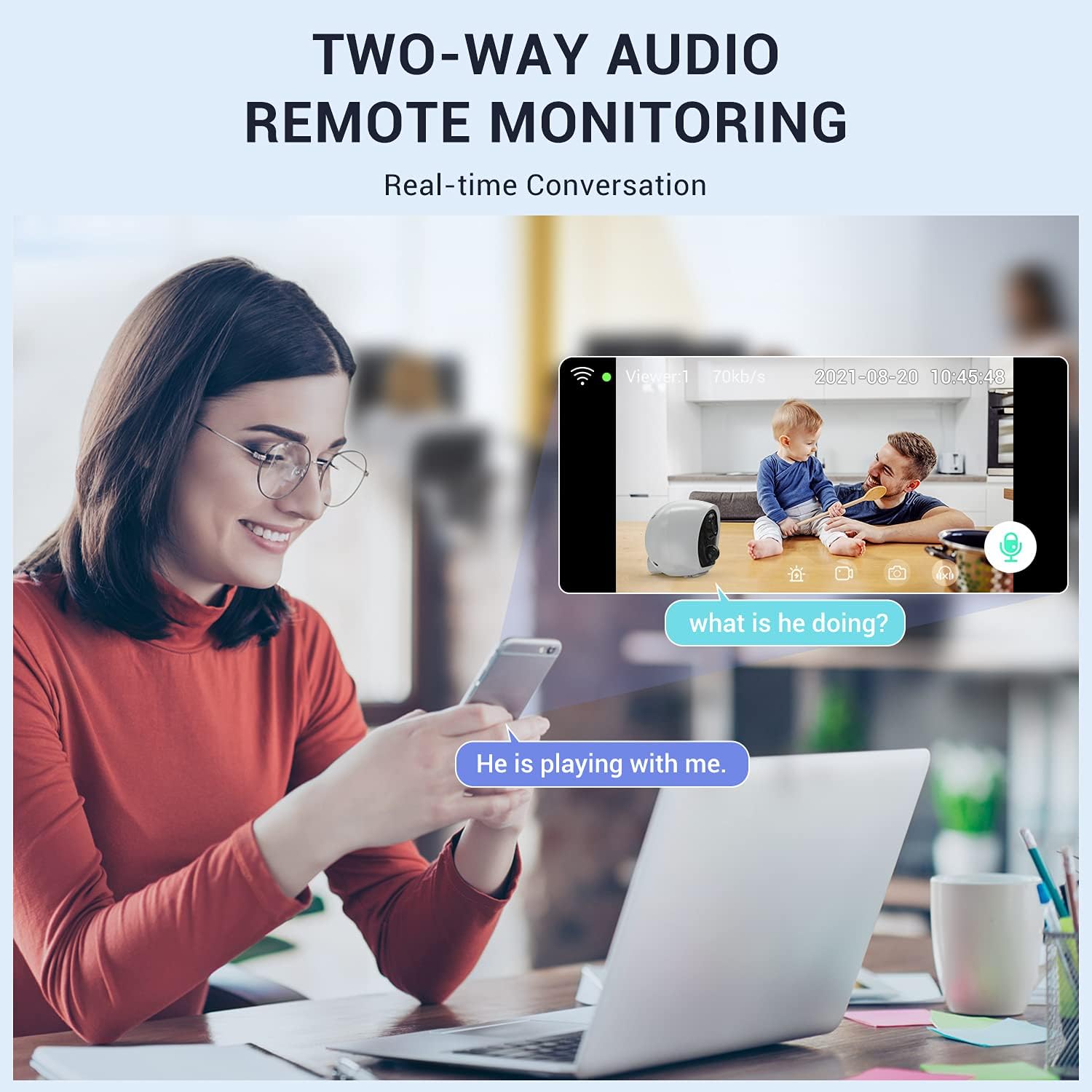 1080P Wireless Security Camera with Night Vision 2 Way Audio (2 Pack) R56471