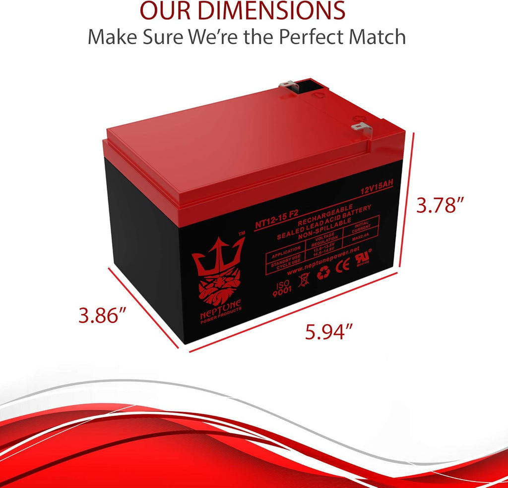12V 15AH F2 Replaces Razor MX650 Dirt Rocket - 2 Pack R3175