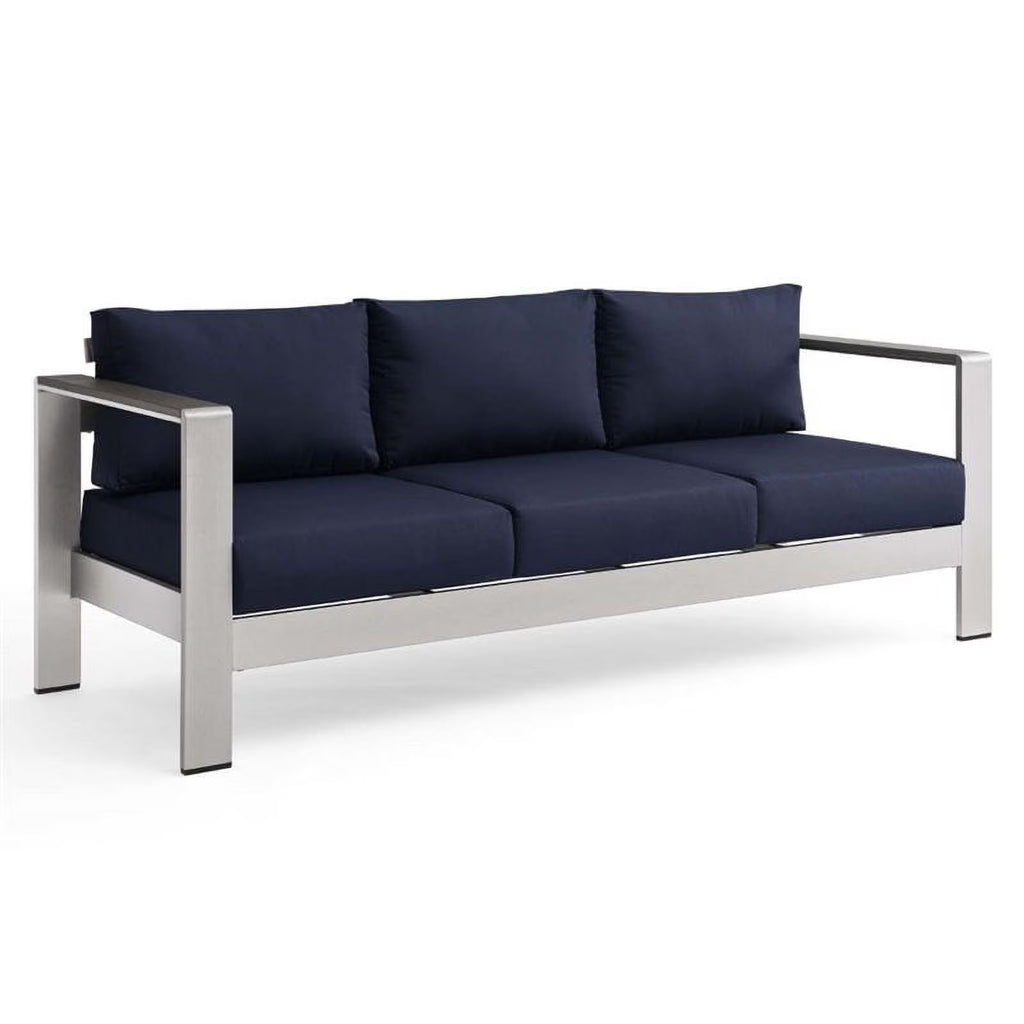 Aluminum Patio Sofa in Silver Navy Y12088