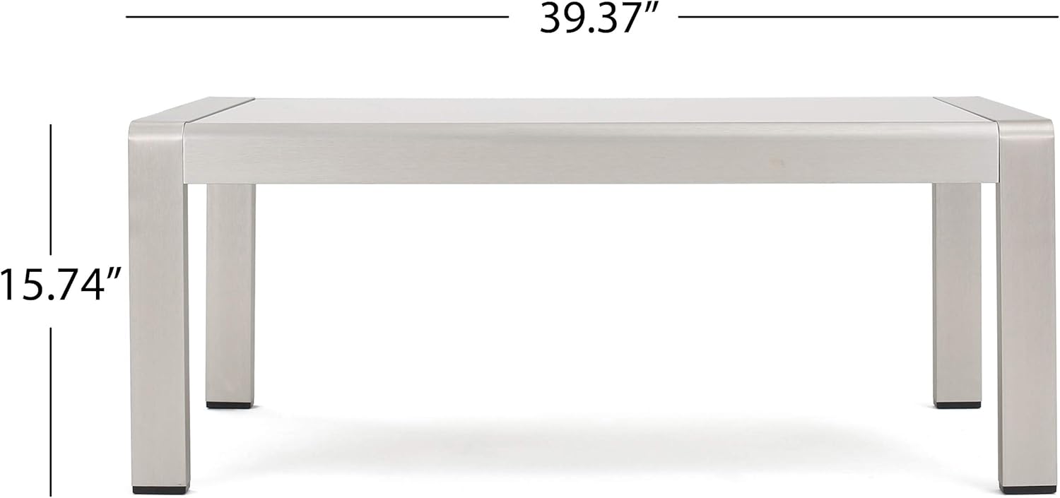 Silver Aluminum Coffee Table with Glass Top P224