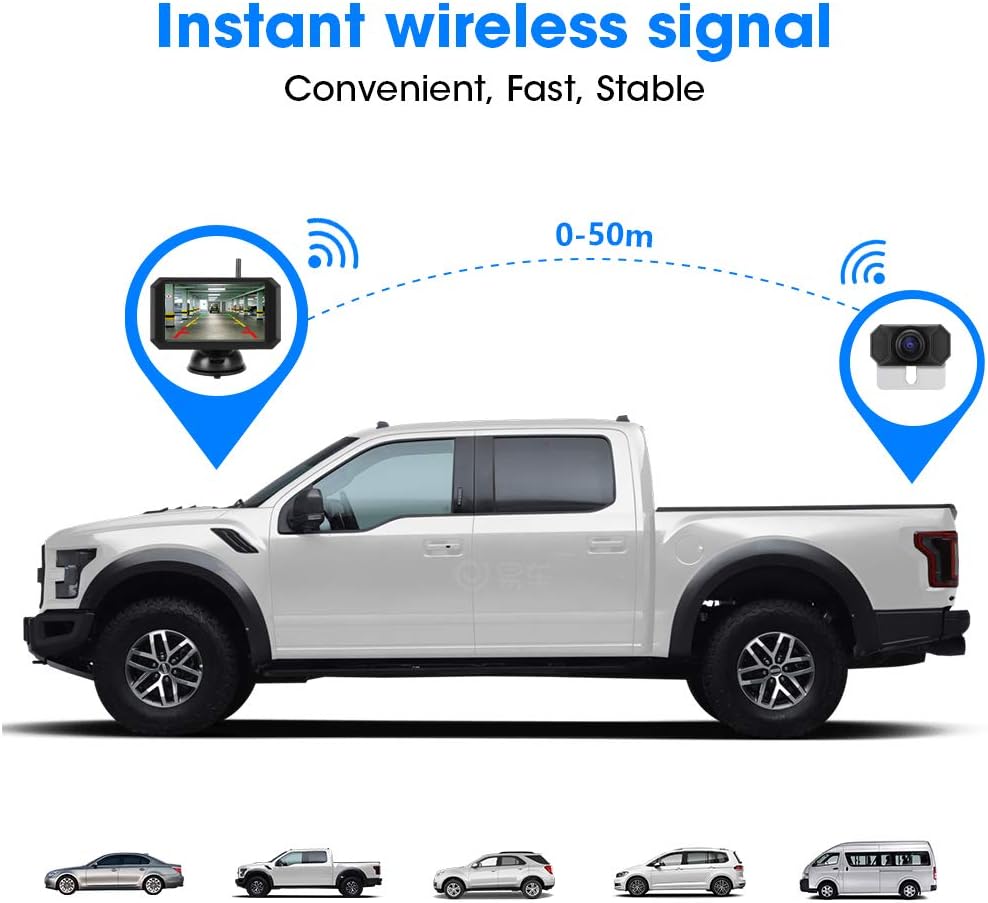Wireless Backup Camera with 5'' Monitor, Waterproof Night Vision Camera T298861