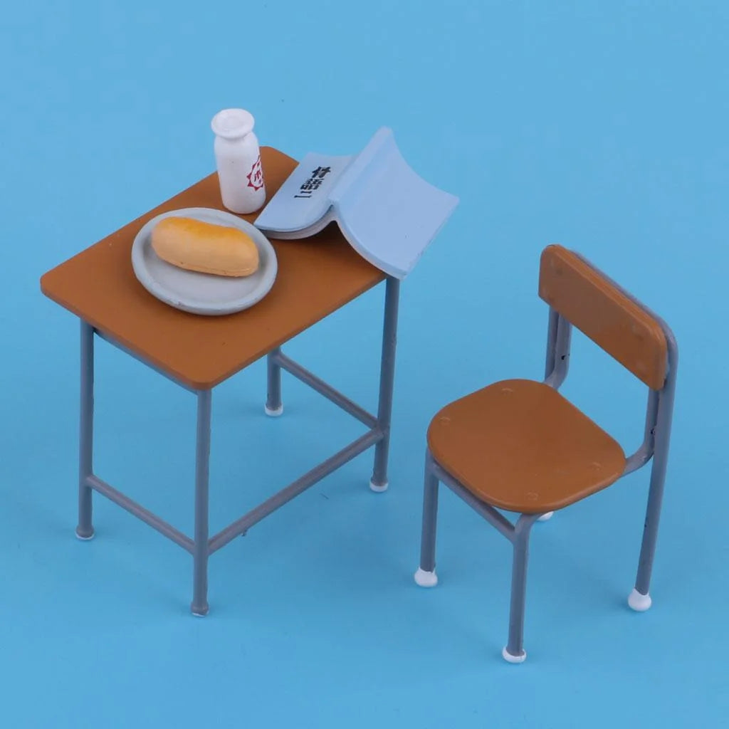 6 Pcs Metal Dollhouse Desk Chair Set W8911