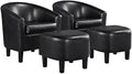 Bla PU Leather Barrel Accent Chair with Ottoman Set of 2 P8465