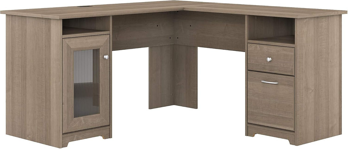 Linen White Oak L Shape Desk Q375747