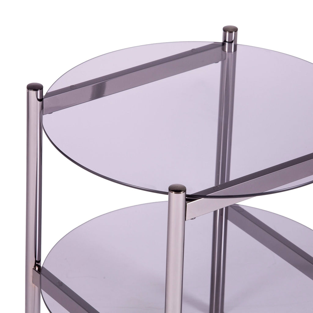 Round End Table with Glass Top I669