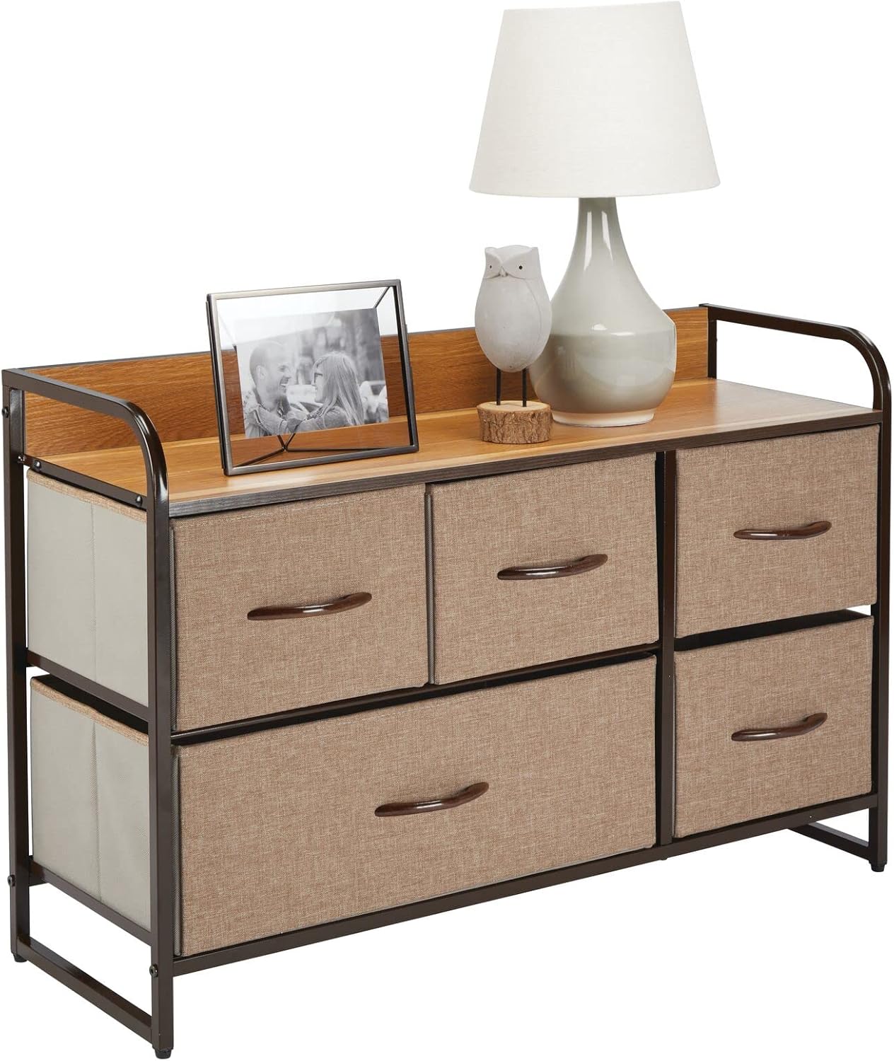 Bronze 5 Drawer Fabric Storage Dresser H637