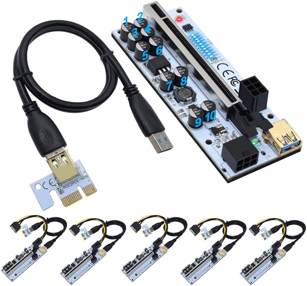 24Inches USB 3.0 PCIe Riser Adapter Card (6 PCS) D315