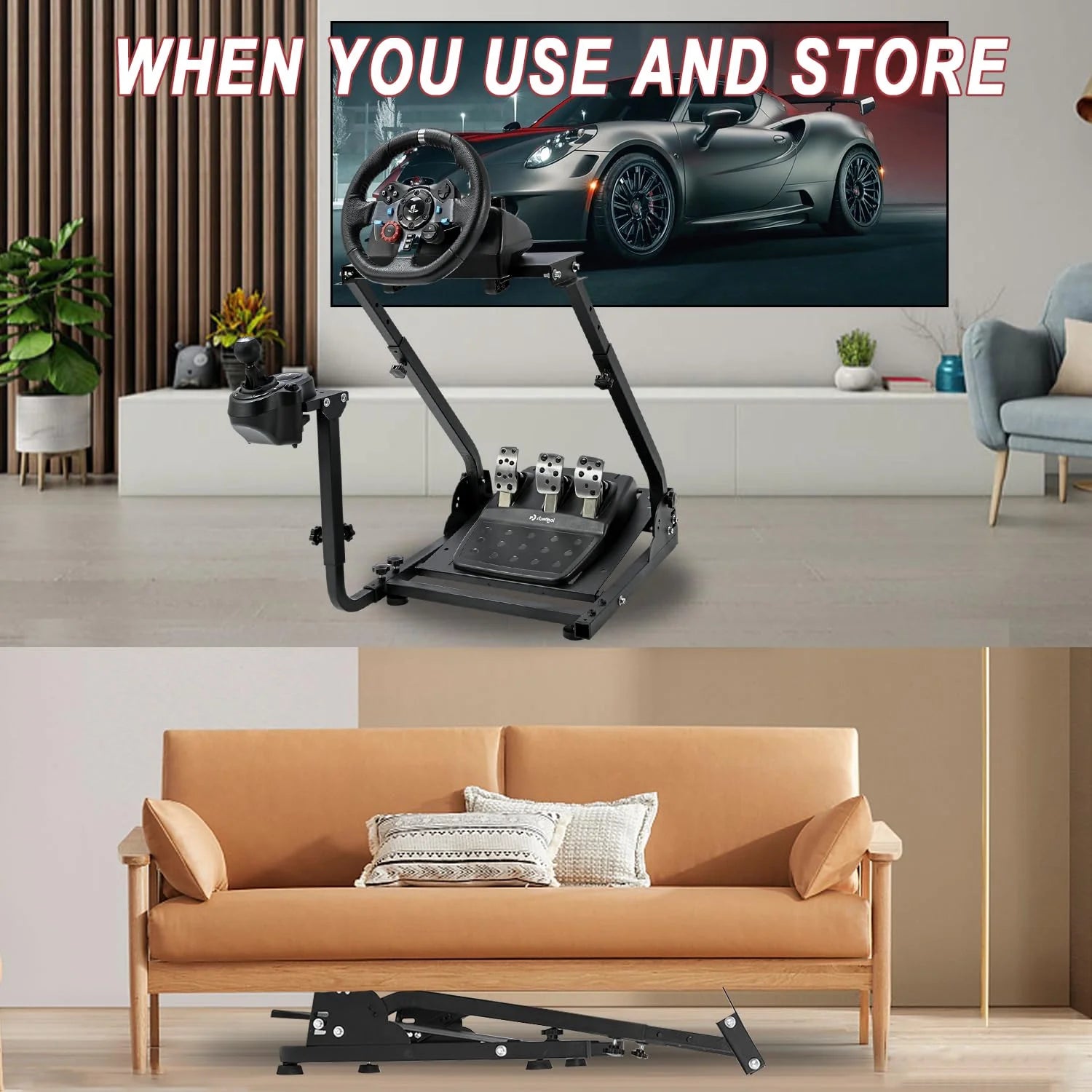 Racing Wheel Stand with Adjustable Shifter Mount H3714