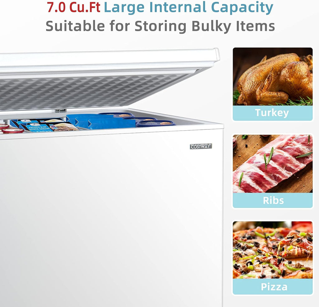 7.0 Cu.ft Upright Single Door Chest Freezer with 4 Removable Baskets A9670