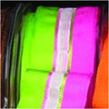 Green and Pink Narrow Taffeta with Sheer White Stripe Wired Craft Ribbon 22mm x 108 Yards X4786