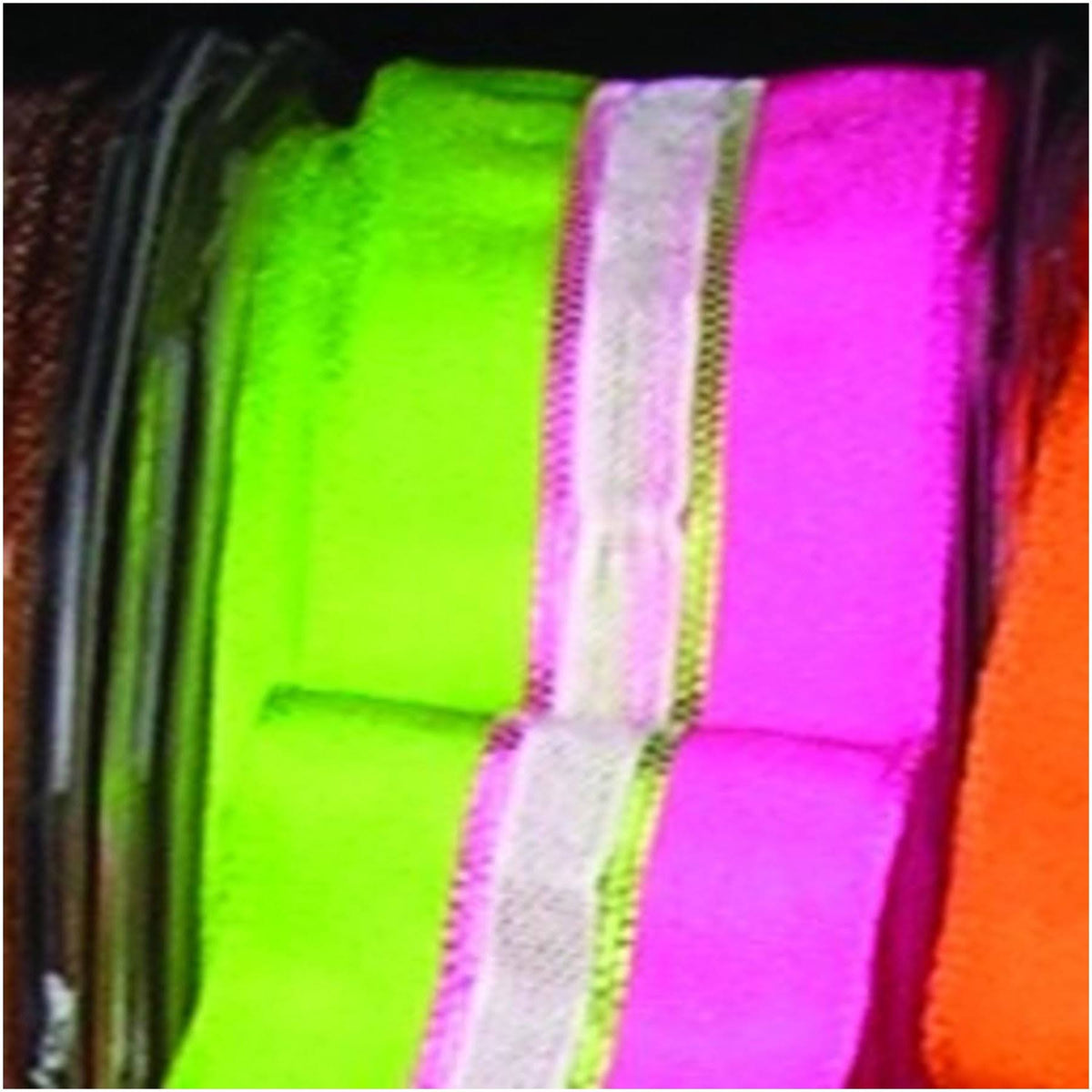 Green and Pink Narrow Taffeta with Sheer White Stripe Wired Craft Ribbon 22mm x 108 Yards X4786