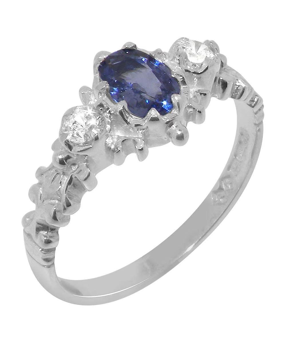 925 Sterling Silver Ring with Natural Sapphire & Cubic Zirconia Y40068