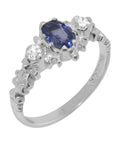 925 Sterling Silver Ring with Natural Sapphire & Cubic Zirconia Y40068
