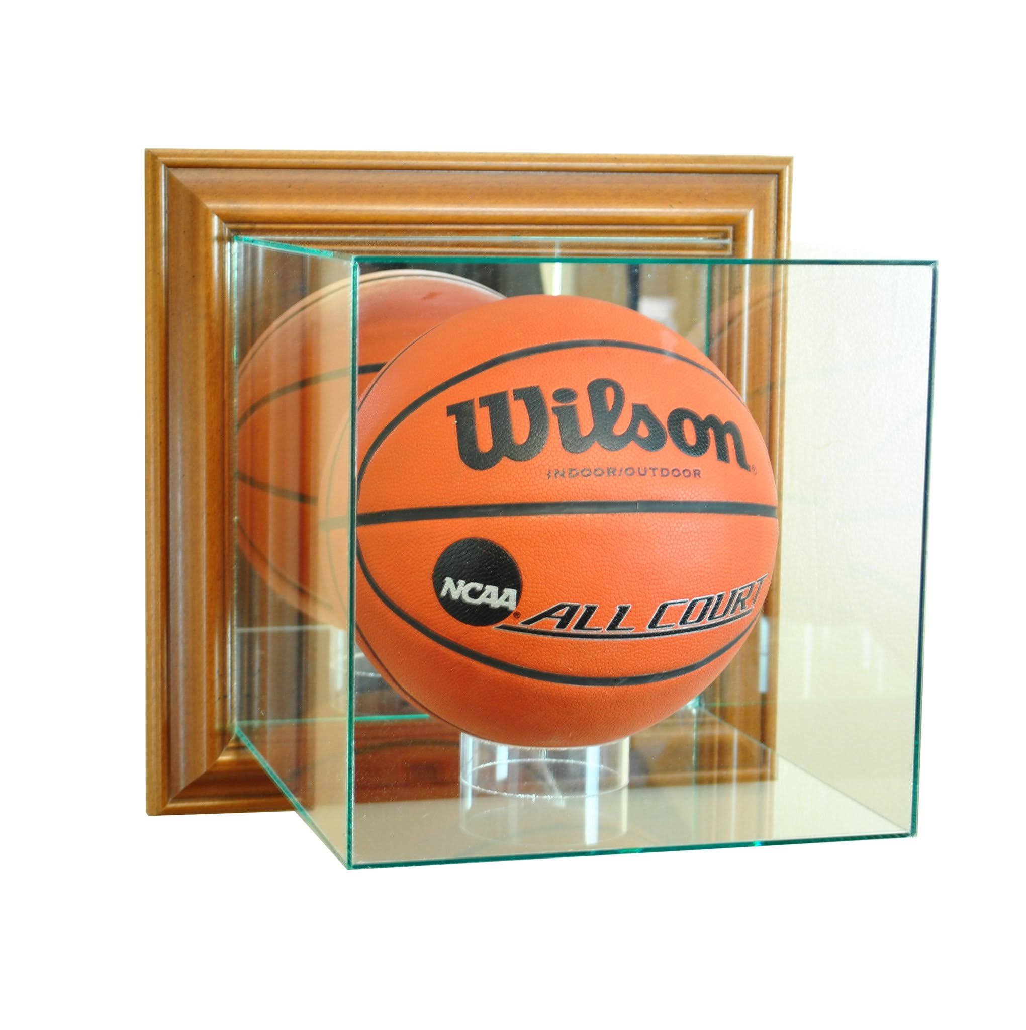 Walnut Finish Wall-Mounted Basketball Display Case E305