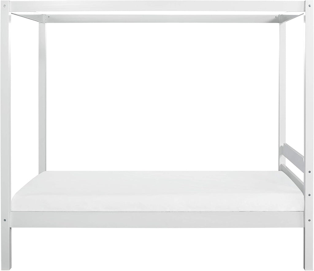 White Twin Size Wood Canopy Bed S8313