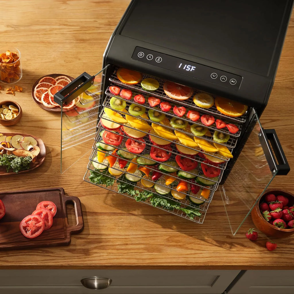 10-Tray Electric Food Dehydrator with Adjustable Temperature Control, 800-Watts, Black K18869