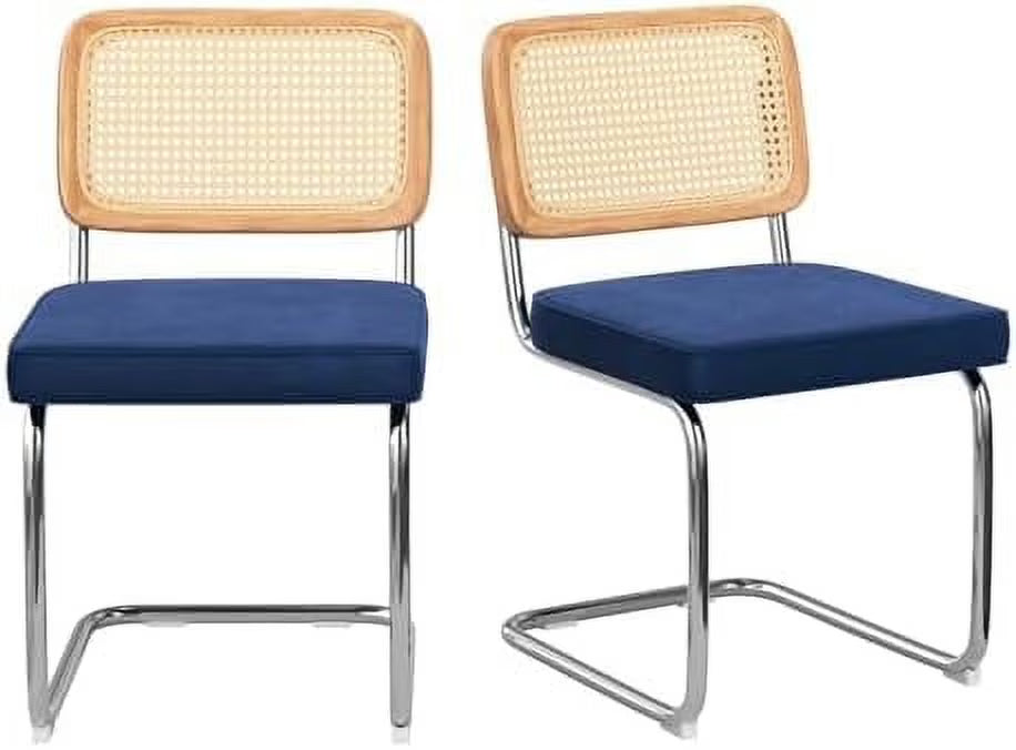 Black Teddy-Velvet Armless Mesh Backrest Dining Chair Set of 2 K180760