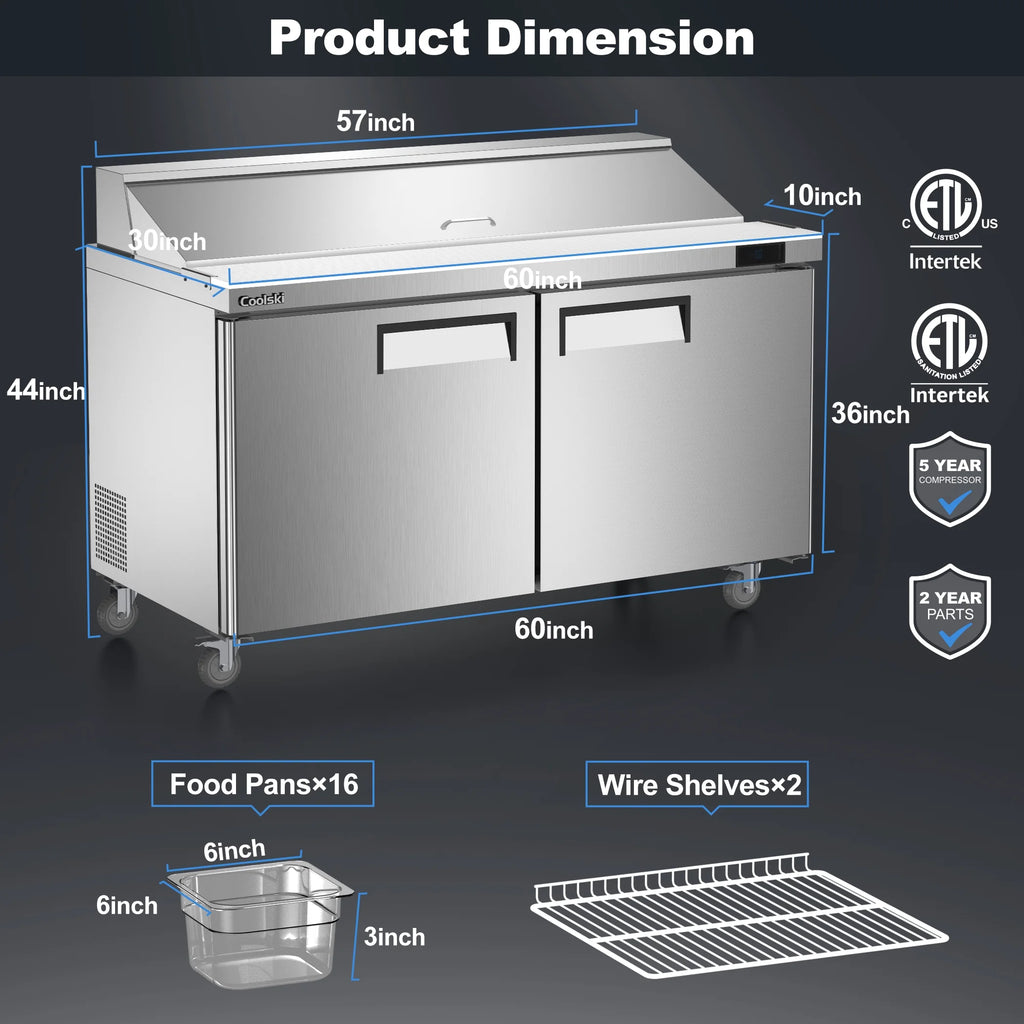 2 Door Commercial Refrigerator Prep Table with Cutting Board A94115