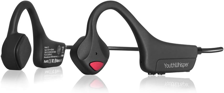 Bone Conduction Headphones Bluetooth 5.0 with Mic, Titanium Lightweight, Open-Ear Wireless Sweatproof, Black J8951