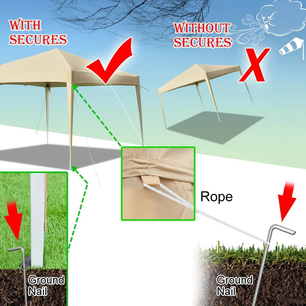 Khaki 10' x 10' Instant Canopy Tent with Carrying Bag U8248