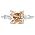 3ct Asscher Cut Champagne Simulated Diamond 18k White Gold 3 Stone Ring C858