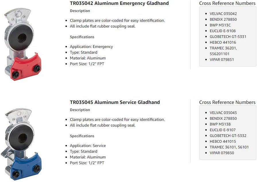 10 of Emergency Glad Hands and 10 of Standard Service Gladhands O947