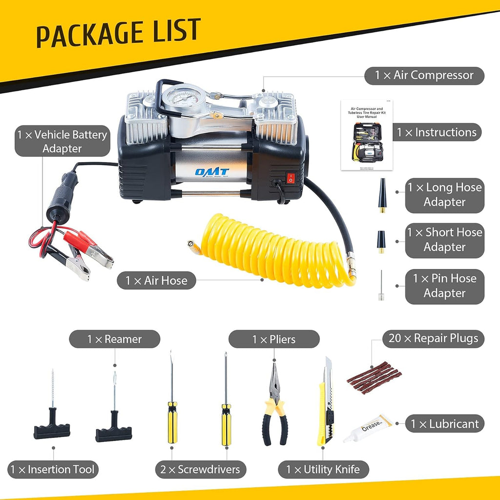 30pc Tire Repair Kit with 12V 150psi Air Compressor U9983