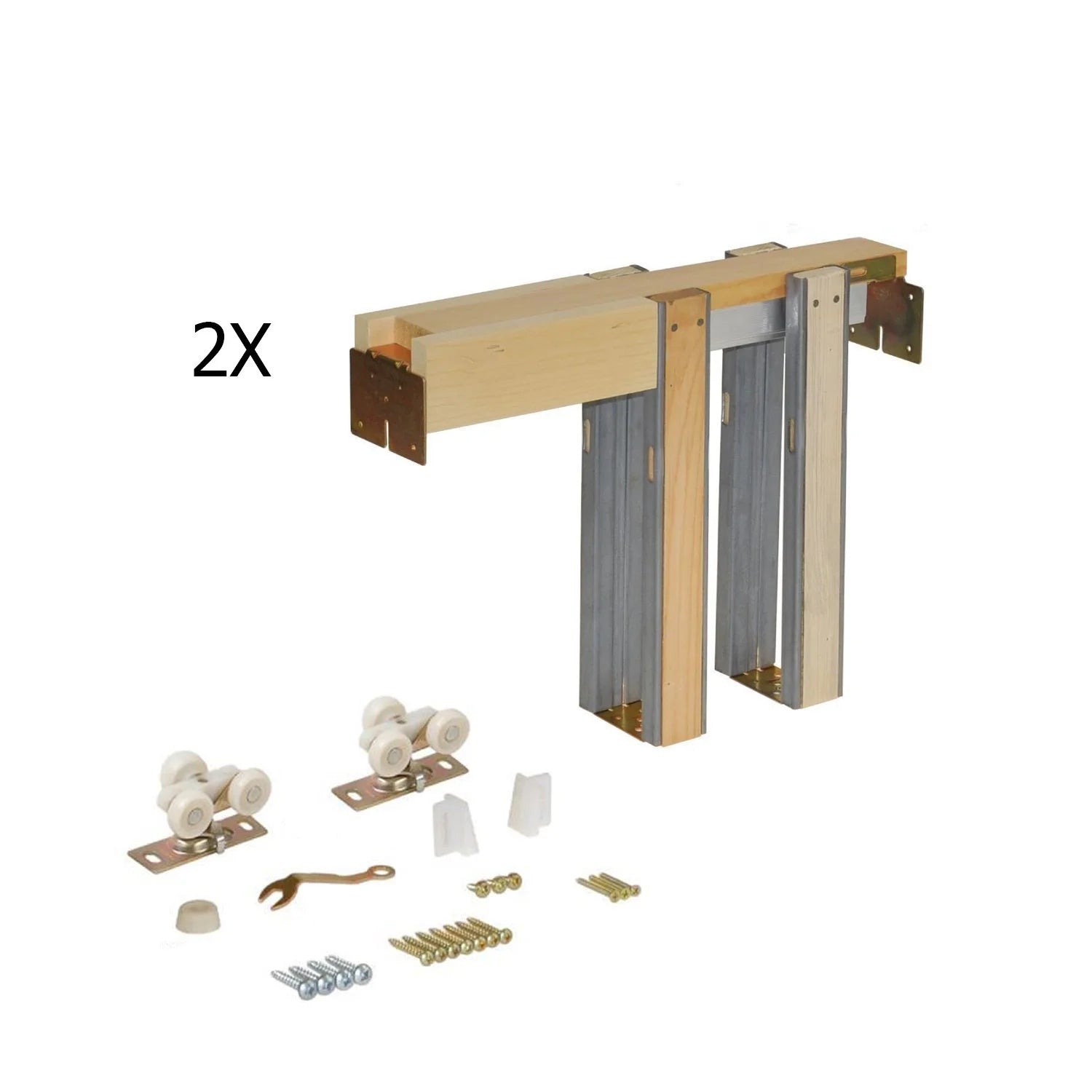 Sliding French Double Pocket Doors 36 x 84 inches Opaque Glass Matte White MDF Interior Doors J212341