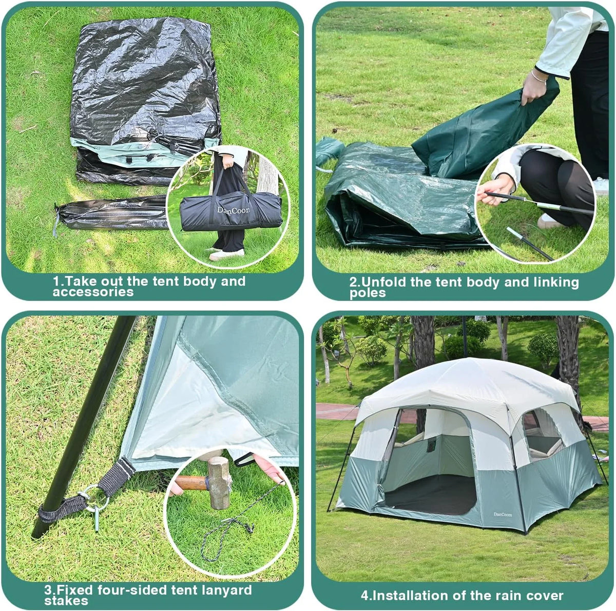 Camping Tent 4/6/8 Person Dome Tent with Rainfly, Waterproof W148