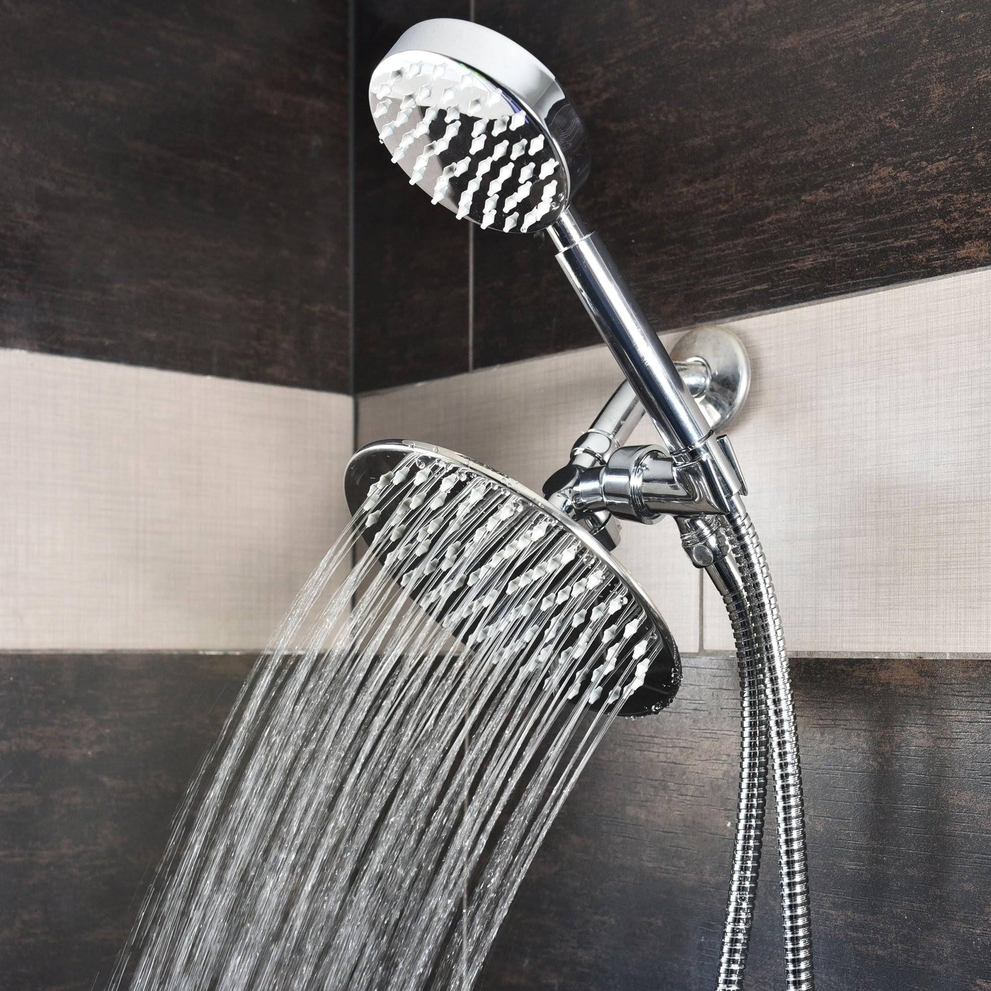 Dual Shower Head Combo with Hand Held and Rain Shower Head, 2.5 GPM Brushed Nickel A52569