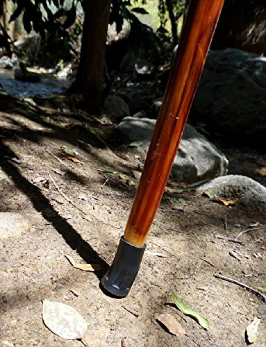 Natural Wood Walking Stick with Root Head, Carved Hand Grip, Steel X468644